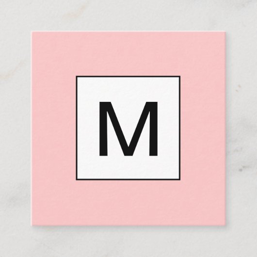 Vet monogram minimalistisch modern roze visitekaar vierkante visitekaartje (Voorkant)