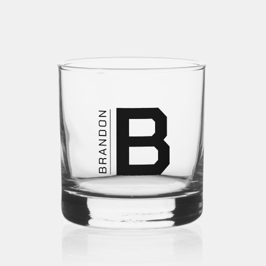 Vet Monogram Naam Aangepaste kleur Whisky Glas (Voorkant)