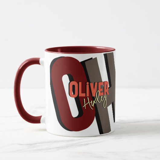 Vet Monogram Naam met Schaduw Mok (Links)