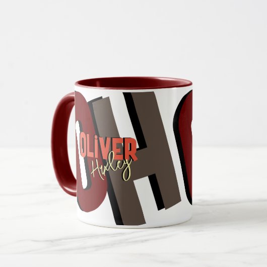 Vet Monogram Naam met Schaduw Mok (Voorkant links)