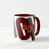 Vet Monogram Naam met Schaduw Mok (Voorkant rechts)