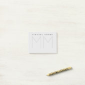 Vet Monogram Naam Modern Minimalist Post-it® Notes (Op bureau)