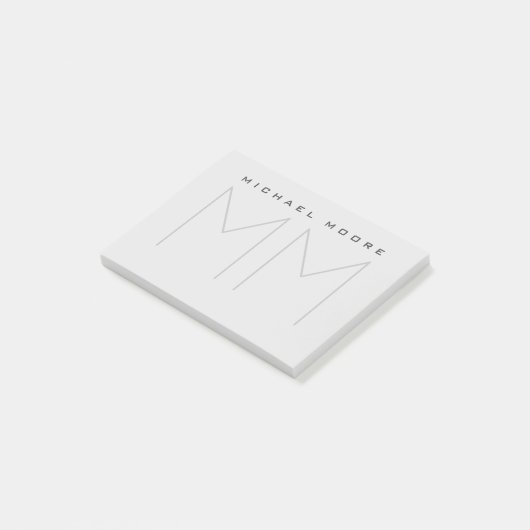 Vet Monogram Naam Modern Minimalist Post-it® Notes (Schuin)