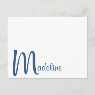 Vet Monogram Naam Schrift Navy Blauwe Notitiekaart Notitiekaartje
