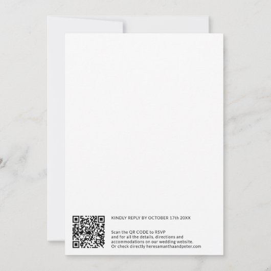 Vet monogram penseelnamen zwarte qr code bruiloft kaart (Achterkant)