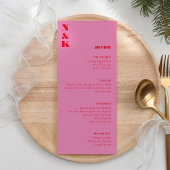 Vet Monogram Rood en Roze Bruiloft  Menu