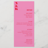 Vet Monogram Rood en Roze Bruiloft Menu (Voorkant)