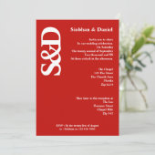 Vet Monogram Rood en Wit Weddenschap Kaart (Staand voorkant)