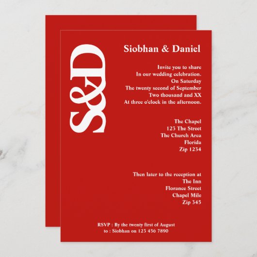 Vet Monogram Rood en Wit Weddenschap Kaart (Voorkant / Achterkant)