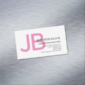 Vet Monogram Roze Wit Modern Plain Magnetisch Visitekaartje (Voorbeeld)