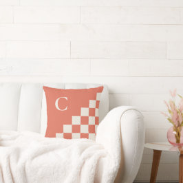 Vet Monogram Terracotta Crème geometrisch patroon Kussen