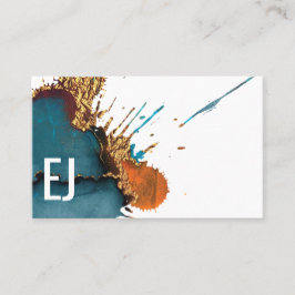 Vet monogram turquoise met gouden details visitekaartje