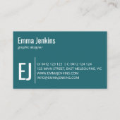 Vet monogram turquoise met gouden details visitekaartje (Achterkant)