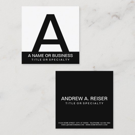 Vet monogram vierkante visitekaartje (Voorkant / Achterkant)