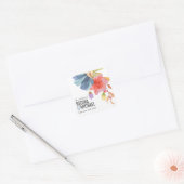 Vet Monogram Waterverf Wildflower Blauw Bruiloft Vierkante Sticker (Envelop)