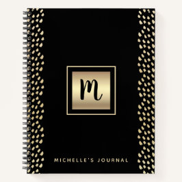Vet monogram zwart goud folie modern script luxe notitieboek