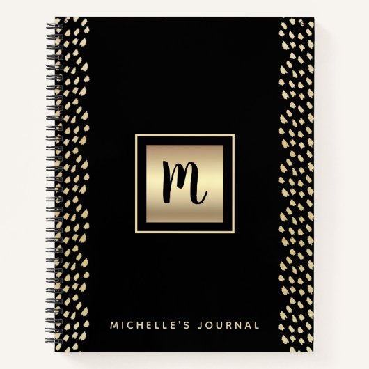 Vet monogram zwart goud folie modern script luxe notitieboek (Voorkant)
