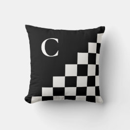 Vet monogram zwart wit geometrisch patroon kussen