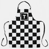 Vet Monogram Zwart Wit geruit patroon Schort (Voorkant)