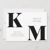 Vet Monogram Zwarte Initialen Moderne bruiloft Save The Date (Voorkant)