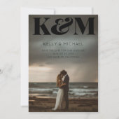 Vet Monogram Zwarte Initialen Moderne Foto Huwelij Save The Date (Voorkant)