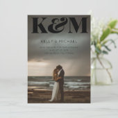 Vet Monogram Zwarte Initialen Moderne Foto Huwelij Save The Date (Staand voorkant)