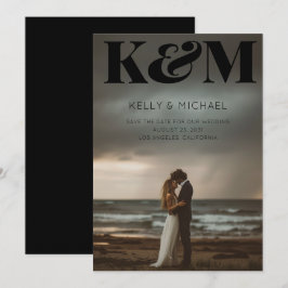 Vet Monogram Zwarte Initialen Moderne Foto Huwelij Save The Date