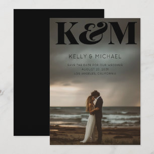 Vet Monogram Zwarte Initialen Moderne Foto Huwelij Save The Date