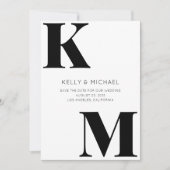 Vet Monogram Zwarte Initialen Moderne Foto Huwelij Save The Date (Voorkant)