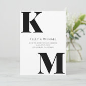 Vet Monogram Zwarte Initialen Moderne Foto Huwelij Save The Date (Staand voorkant)