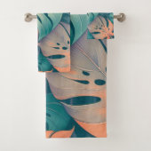 Vet Monstera Patroon Tropisch Blad Zomer Lente Bad Handdoek (Insitu)