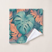 Vet Monstera Patroon Tropisch Blad Zomer Lente Bad Handdoek (Wasdoekje)