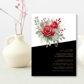 Vet & Mooi: Waterverf rode rozen bruiloft Kaart