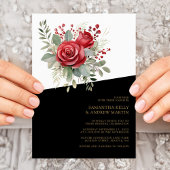 Vet & Mooi: Waterverf rode rozen bruiloft Kaart