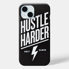 Vet Motivatie Hustle Harder Black iPhone 15 Case
