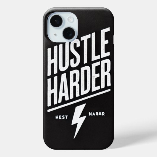 Vet Motivatie Hustle Harder Black Case-Mate iPhone Case (Achterkant)