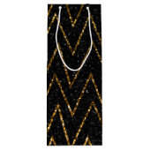 Vet Mousserende Zwart Goud Chevron Party Verpakkin Wijn Cadeautas (Achterkant)