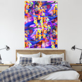 Vet Multicolored flamboyant Abstract Canvas Afdruk (Insitu (Slaapkamer))