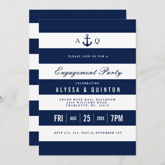 Vet Nautisch Thema Engagement Party Uitnodiging (Voorkant / Achterkant)