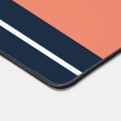 Vet Navy Blauw Brede Zalm Witte Racing Stripes Bureaumat (Hoek)