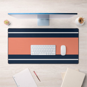 Vet Navy Blauw Brede Zalm Witte Racing Stripes Bureaumat