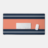 Vet Navy Blauw Brede Zalm Witte Racing Stripes Bureaumat (Keyboard & Muis)