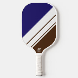 Vet Navy Blauw Bruin Wit Diagonaal Racing Stripes Pickleball Paddle