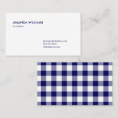 Vet Navy Blauw en Wit Buffel Plaid Patroon Visitekaartje (Voorkant / Achterkant)