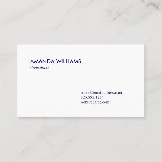 Vet Navy Blauw en Wit Buffel Plaid Patroon Visitekaartje (Voorkant)