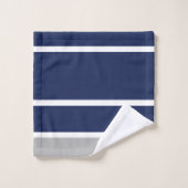 Vet Navy Blauw Grijs Monogram Badhanddoek Set Bad Handdoek (Wasdoekje)