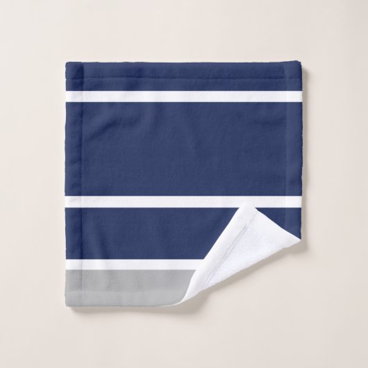 Vet Navy Blauw Grijs Monogram Badhanddoek Set Bad Handdoek (Wasdoekje)