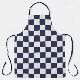 Vet Navy Blue Cream Geruit Patroon Schort