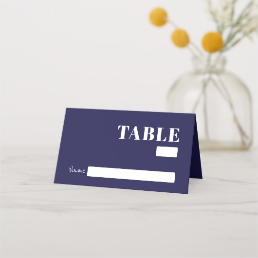 Vet Navy Blue Minimalist Wedding Guest Plaatskaartje (Voorkant)