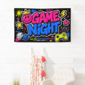 Vet neon graffiti spelletjes avond feest banner (Insitu)